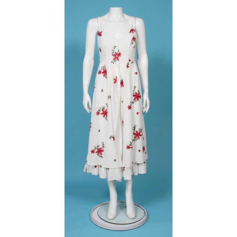 EUC Christy Dawn The Nicks in Red Lily Embroidered Midi Tank Dress XS $298 /004